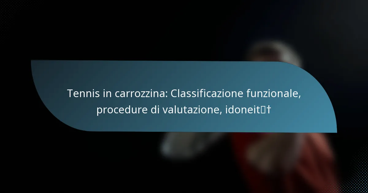 Tennis in carrozzina: Classificazione funzionale, procedure di valutazione, idoneità