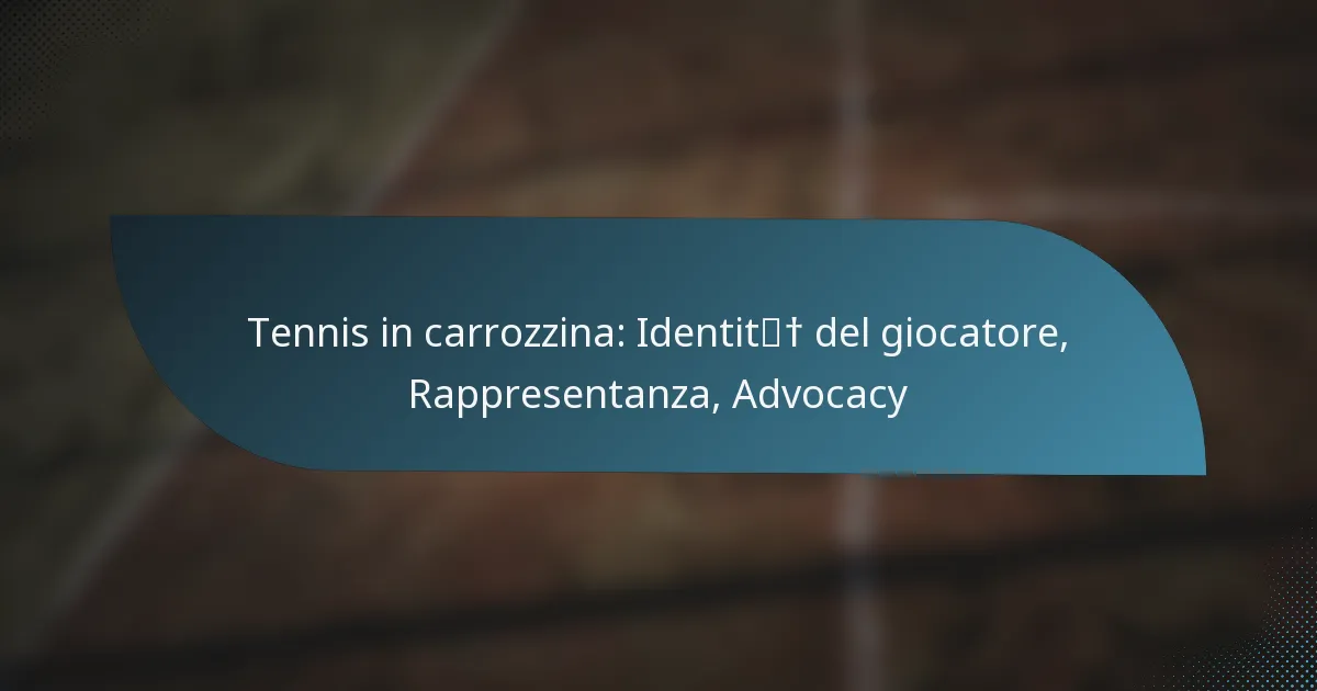 Tennis in carrozzina: Identità del giocatore, Rappresentanza, Advocacy