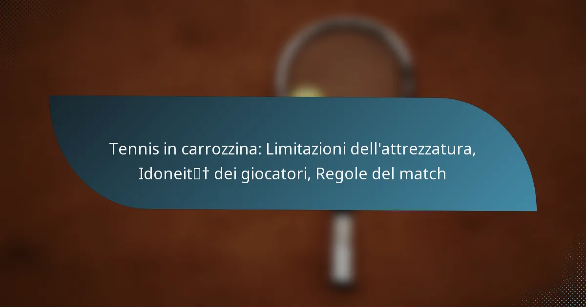 Tennis in carrozzina: Limitazioni dell’attrezzatura, Idoneità dei giocatori, Regole del match