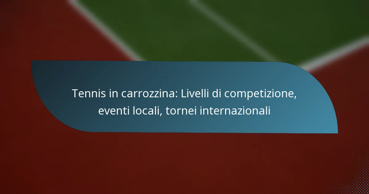 Tennis in carrozzina: Livelli di competizione, eventi locali, tornei internazionali