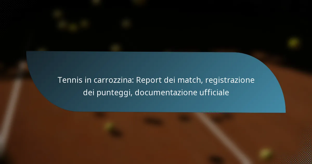 Tennis in carrozzina: Report dei match, registrazione dei punteggi, documentazione ufficiale